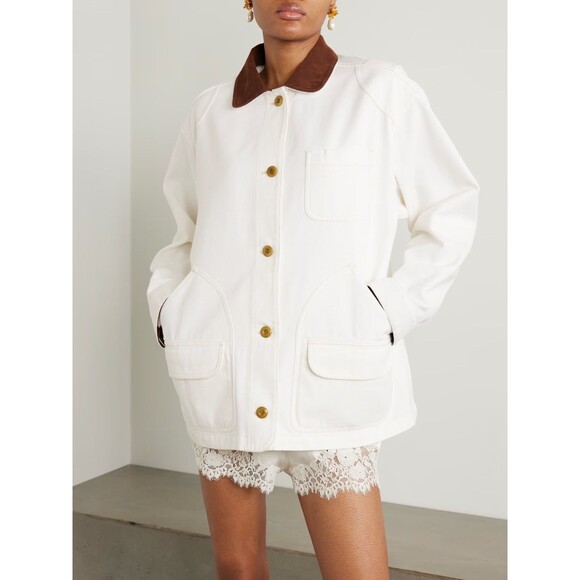 Doen Pascual Women’s Corduroy Collar Cotton Barn Jacket size XS Salt NWT